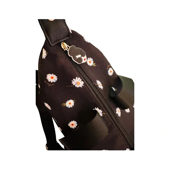 Alice + Olivia Black Daisy-Print Tote with Gold Hardware - Picture 2 of 4